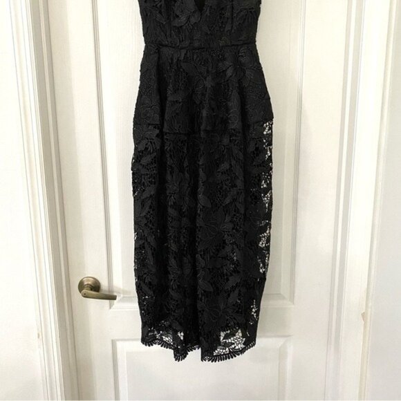 Nicholas Mosaic Lace Ball Dress Black Tie Evening Tea Length Size US 4 Goth - Picture 6 of 9